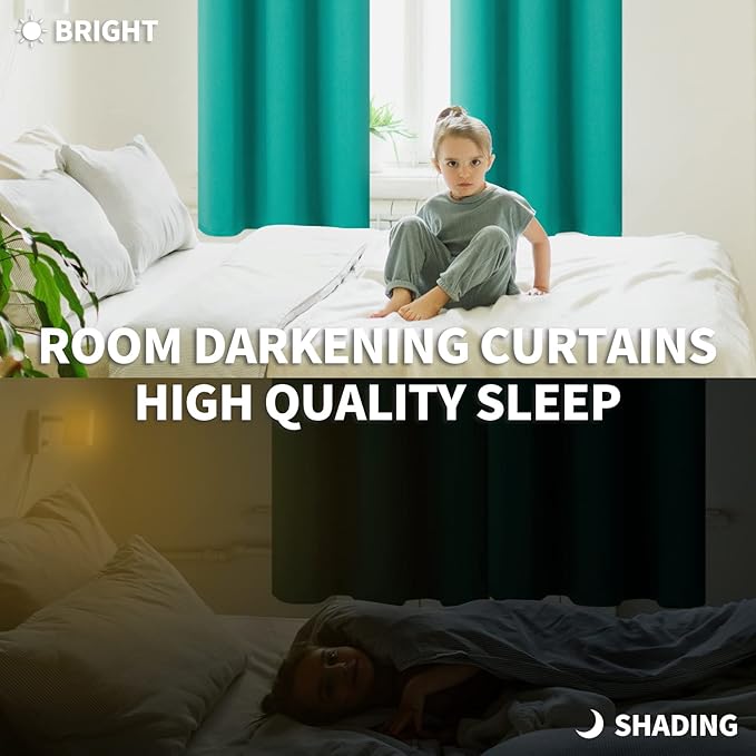BGment Room Darkening Curtains 54 Inches Long - Grommet Thermal Insulated Drapes Window Treatment Curtains for Bedroom, 2 Panels, 52 x 54 Inch, Teal