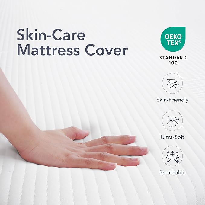 EPITEX Pure Comfort 10 Inch Queen Size Memory Foam Mattress – Air-Flow Memory Foam, Medium Plush for Pressure Relief and Motion Isolation, Breathable Pure Cotton Cover, CertiPUR-US Certified