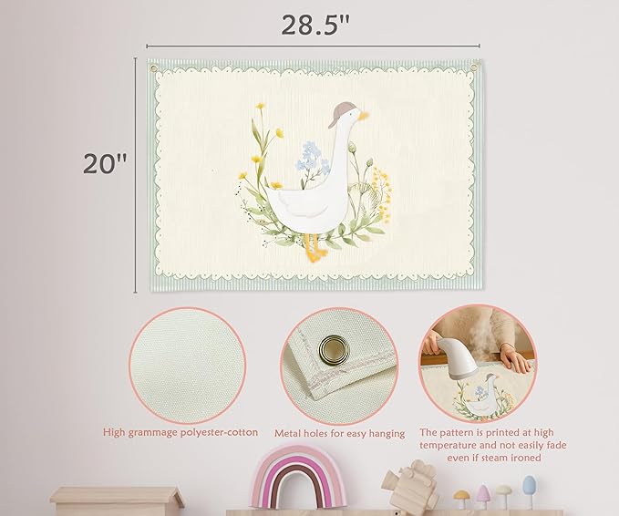 Silly Goose Nursery Rectangular Canvas Banner-Boho Flag Wall Sign Decor for Boys Toddler Kid, Baby Room Above Crib Bedroom Playroom Kindergarten Reading Room Decor-Baby Shower Birthday Christmas Gift