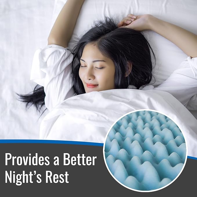DMI 2-Inch Foam Mattress Topper, Egg Crate Foam Pad for Support, Air Circulation, Pressure Relief & Weight Distribution, Twin Size 33 x 72, Blue