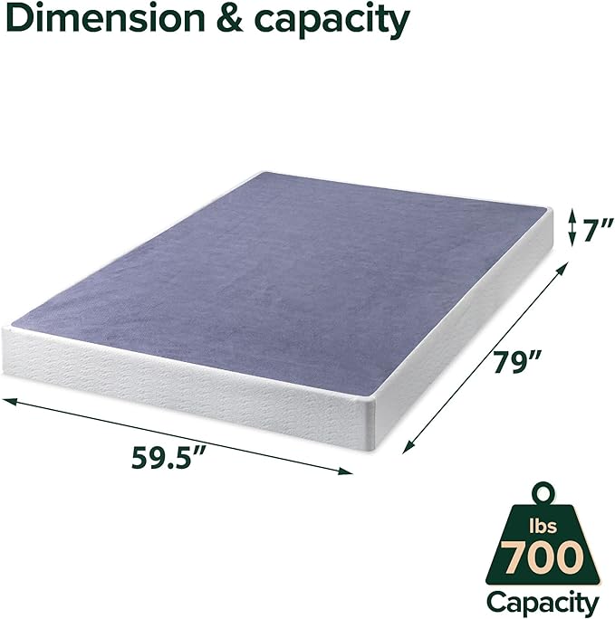 ZINUS 7 Inch Queen Metal Smart Box Spring, Mattress Foundation, Strong Metal Frame, Easy Assembly