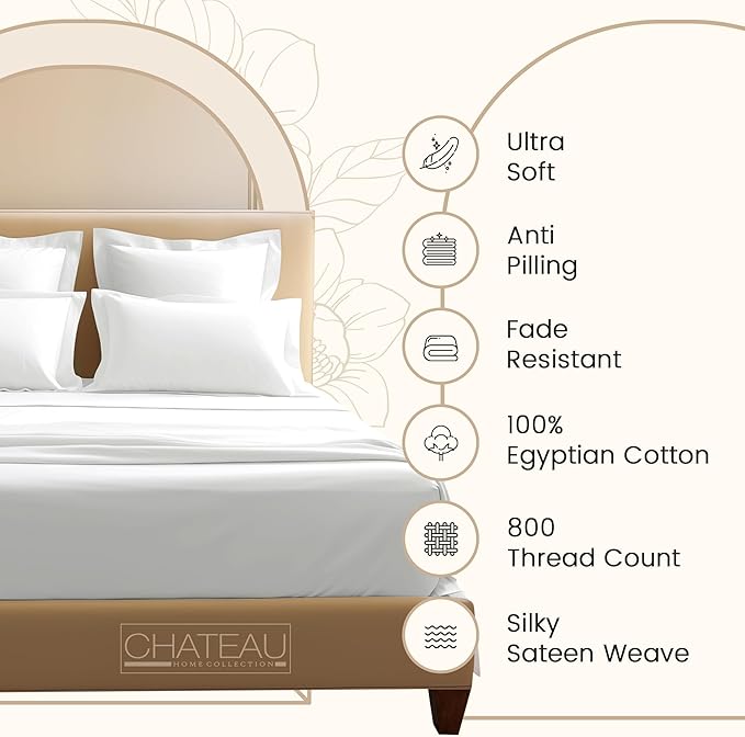 100% Egyptian Cotton Twin Sheets Set, 800TC Sateen Weave 3 PC Twin Bed Sheets, Fully Elasticated Sheet & Pillowcase Sets, Soft & Comfy No lint Machine Washable Fade Resistant- Seafoam