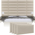 Vänt Upholstered Wall Panels - King/Cal King Size Wall Mounted Headboards - Faux Merino Wool Cream - Twin/King - Set of 4 Panels (Each Individual Panel 39"x11.5")