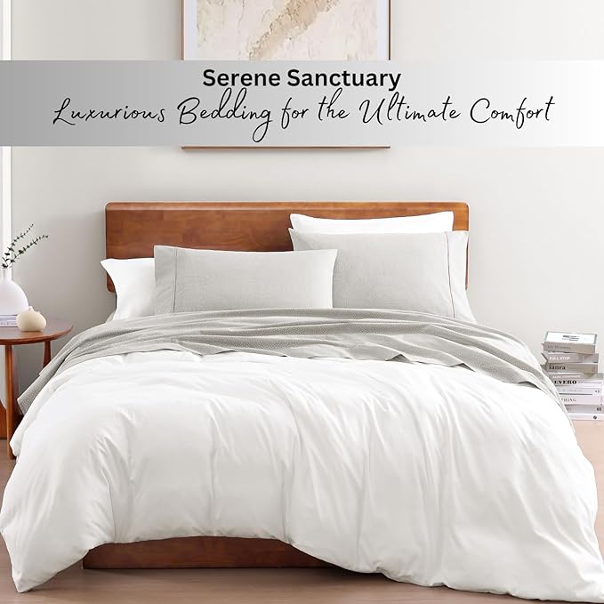 LANE LINEN 100% Organic Cotton Sheets California King Size, Low Pilling Fade Resistant Naturally Cooling Cal King Bedding Set, Soft & Comfy Sustainably Produced Printed Cotton Sheets - Snowdrop