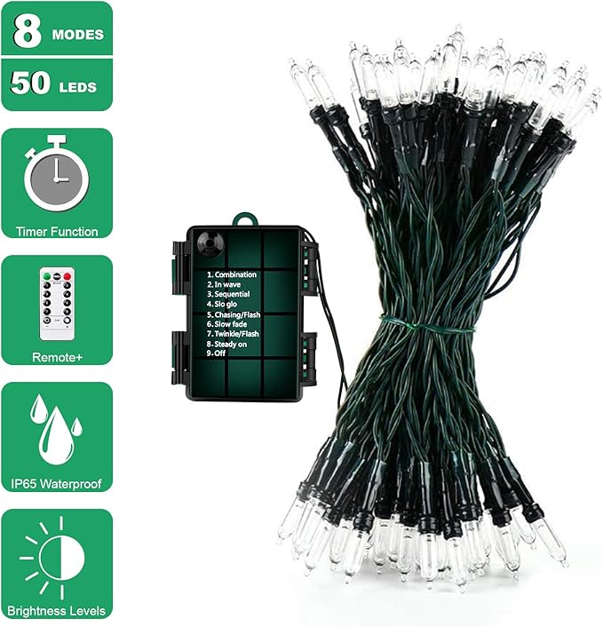 Christmas Lights, Battery Operated String Lights 18ft 50 LED Mini String Lights, Waterproof Lights with Remote Timer 8 Modes, Indoor Outdoor Garden Party Wedding Xmas Tree Decoration, Blue