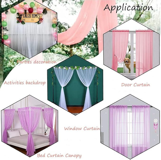 Akiky Ivory Canopy Bed Curtains with Lights 8 Panel Canopy Curtains Drapes for Twin Size Bed Large Rod Pocket Sheer Canopy Bed Drapes
