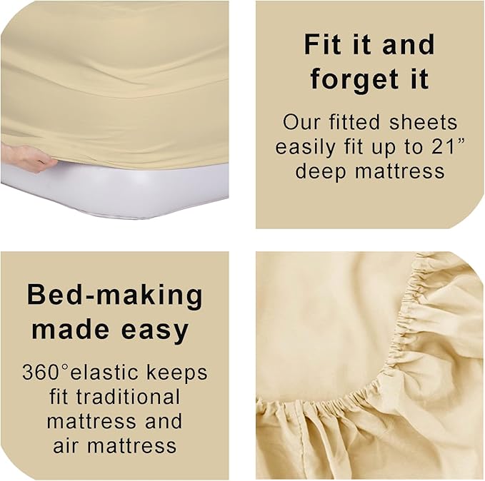 Bedecor Air Bed Sheets for Mattress Cover Removable Bed and Elastic Band Super Soft and Breathable & Deep up to 21" Beige Twin XL