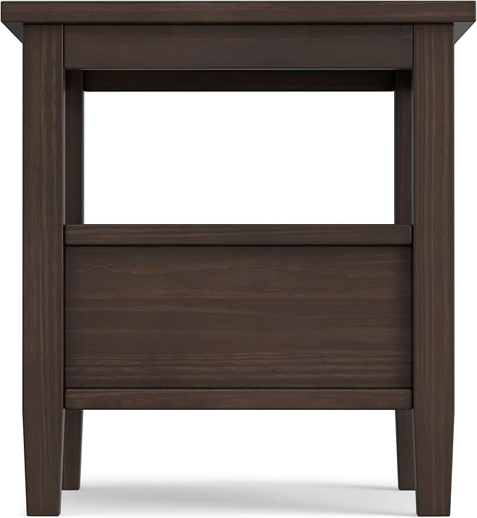 SIMPLIHOME Warm Shaker SOLID WOOD 20 inch Wide Rectangle Transitional End Table in Warm Walnut Brown for the Living Room and Bedroom