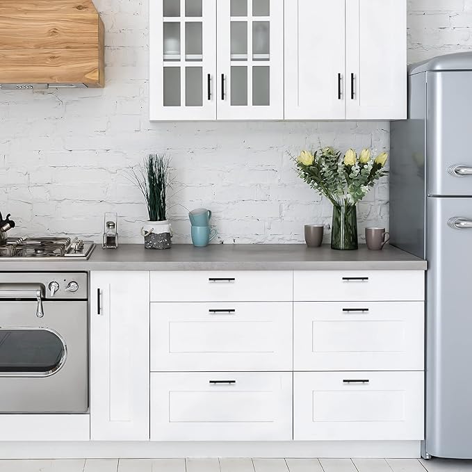 Ravinte Black Cabinet Handles 25 Pack 3-1/2 inch Matte Black Square Cabinet Pulls Kitchen Hardware 6 inch Overall Length Kitchen Drawer Pulls