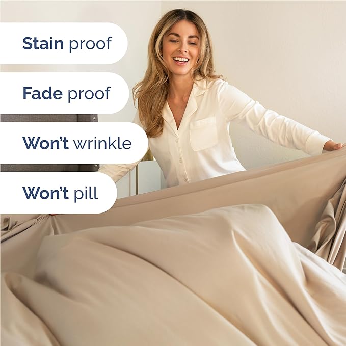 Full Sheets Set 6 Piece - Includes 4 Pillowcases - Bed Sheets Full Size - Soft Hotel Luxury Bedding - Cooling, Comfy, Fade Free & Breathable - 1 Flat & 1 Fitted & 4 Pillowcases w/ Deep Pockets - Cream