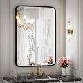 20X28 Inch LED Bathroom Mirror with Lights,Wall Mounted Lighted Mirrors with Non-Rusting Black Metal Frame Anti-Fog Memory Funtion Stepless Dimmable,6000K(Horizontal&Vertical)