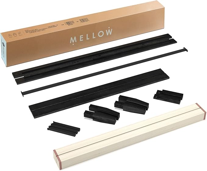 Mellow Naturalista Classic 12 Inch Solid Wood Platform Bed with Wooden Slats, Twin XL, Black
