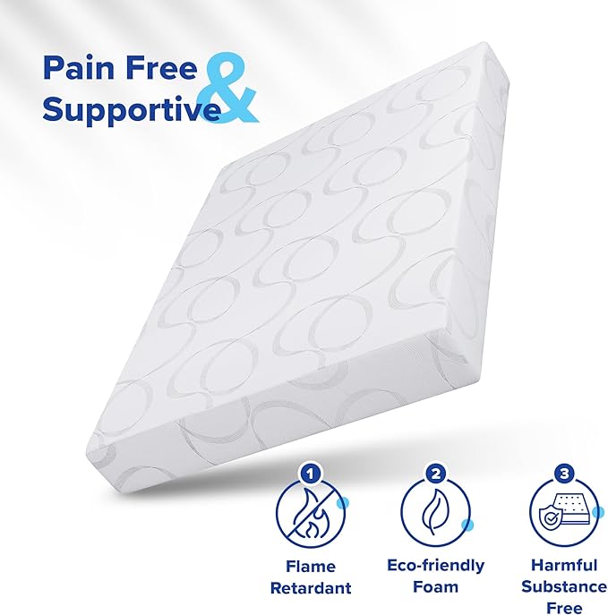 Olee Sleep Twin Mattress, 7 Inch Flex Gel Memory Foam Mattress, Gel Infused for Comfort and Pressure Relief, CertiPUR-US Certified, Bed-in-a-Box, Medium Firm, Twin Size