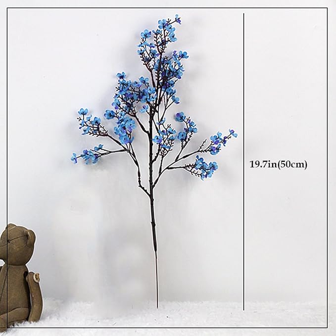 JAKY-Global 9pcs Babys Breath Artificial Flowers Gypsophila Bouquet Bulk Fake Spring Silk Small Flowers Real Touch Faux Floral for Home Bedroom Kitchen Garden Wedding Christmas Party DIY Decor (Blue)