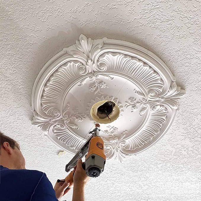 Ekena Millwork CM12BRFLS 12-1/2" x 3-7/8" x 3/4" Bradford Ceiling Medallion, Flash Gold