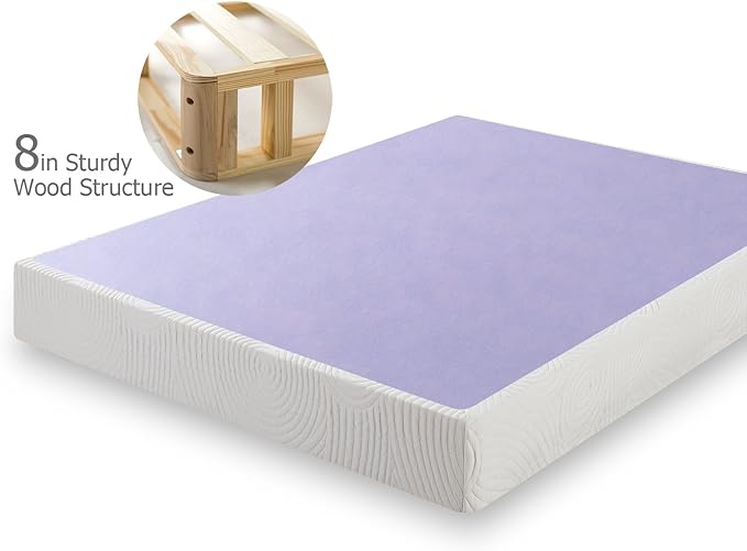 ZINUS Edgar 8 Inch Wood Box Spring, Mattress Foundation, Sturdy Wood Structure, Low Profile, Easy Assembly, Full