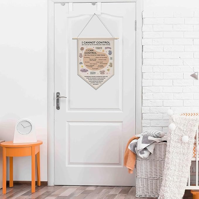 Therapist Office Decor, Boho Classroom Decor Canvas Hanging Pennant Flag Banner Wall Sign Decor for Bedroom Classroom Playroom Game Room Front Door