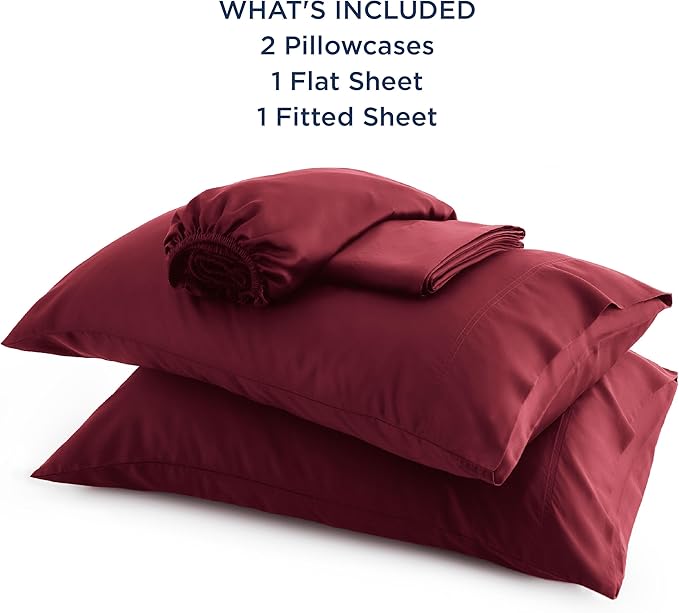 Bedsure California King Sheet Sets, Cooling Sheets, Rayon Derived from Bamboo, Breathable & Soft, Deep Pocket Up to 16 Inches, Hotel Luxury Silky Bedding for Hot Sleepers, Burgundy