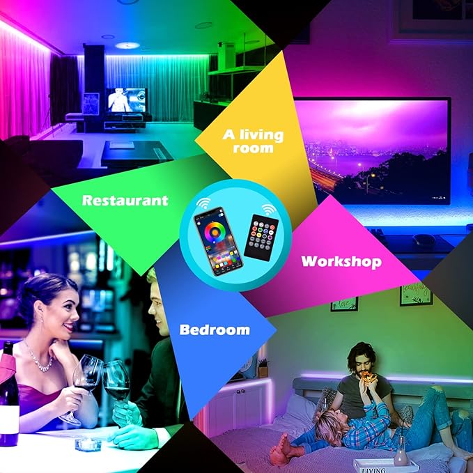 AILBTON 300ft Led Strip Lights(3 Rolls of 100ft led Lights) Ultra Long Led Light Strip with App Voice Control Remote,5050 RGB Music Sync Color Changing Led Lights for Bedroom,Party,Home Decoration