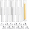 12 Set Glass Hurricane Candle Holders 11.8" Open Ended Glass Candleholder Tube Shape Bottomless and 1.26" Taper Clear Candlestick Holders for Wedding Party Table Centerpiece