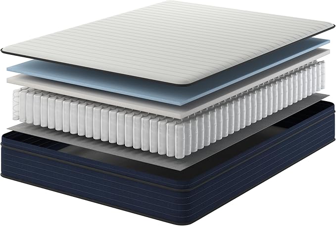 NapQueen Queen Size, 10 Inch New Victoria Hybrid Cooling Gel Infused Pocket Spring and Memory Foam Mattress, Bed in a Box, CertiPUR-US Certified