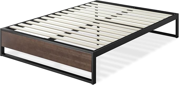 ZINUS GOOD DESIGN Award Winner Suzanne 14 Inch Bamboo and Metal Platforma Bed Frame, No Box Spring Needed, Wood Slat Support, Grey Wash, Full