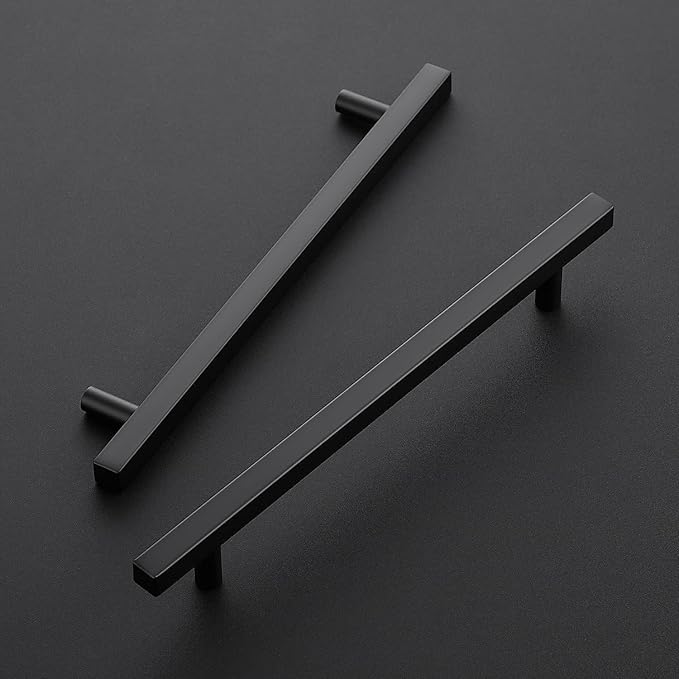 Ravinte Black Cabinet Handles 30 Pack 7-1/2 inch Matte Black Square Cabinet Pulls Black Kitchen Hardware 10 inch Overall Length Black Kitchen Drawer Pulls
