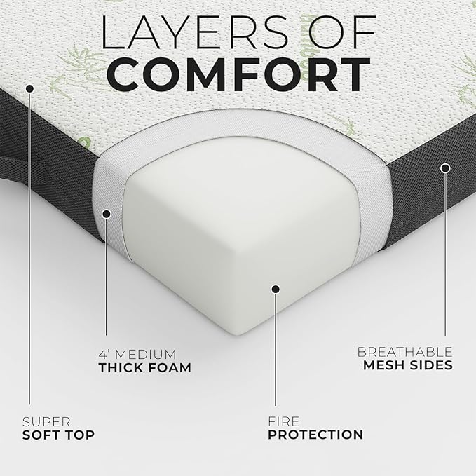Cozzzi Trifold Foldable Mattress for Floor and Traveling with Removable Cover - Lightweight and Portable Foldable Mattress for Adults & Kids - Compact and Easy to Storage (75in x 25in x 4in)