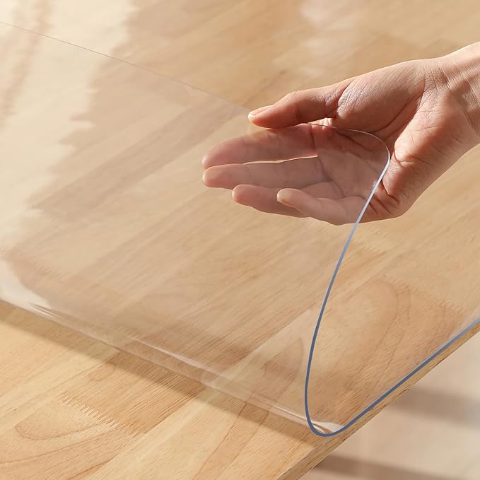 Clear Table Protector 40 x 48 Inch 1.5mm Thick Plastic Table Cover Protector, Waterproof PVC Clear Tablecloth Protector Pad, Rectangular Vinyl Desk Protector Mat for Tabletop Coffee Dining Room Table