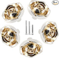 Uenhoy 5 Pcs Antique Silver Rose Drawer Knobs Vintage Dresser Knobs Zinc Alloy Rose Flower Cabinet Knobs for Dresser Vanity Nightstand Closet with Screws