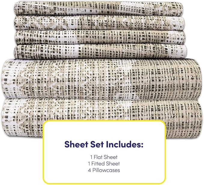 Queen Sheets Printed - 6 Piece 1500 Supreme Collection Fine Brushed Microfiber Deep Pocket Queen Sheet Set Bedding - 2 Extra Pillow Cases, Great Value, Queen, Monaco