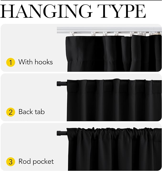 NICETOWN Room Divider Curtain with Adjustable Ceiling Track, W100 x L84 Blackout Curtain for Sliding Door, Ceiling Mouted Drape for Living Room/Hospital Divider, 1 Panel Black Drape, Whtie Track