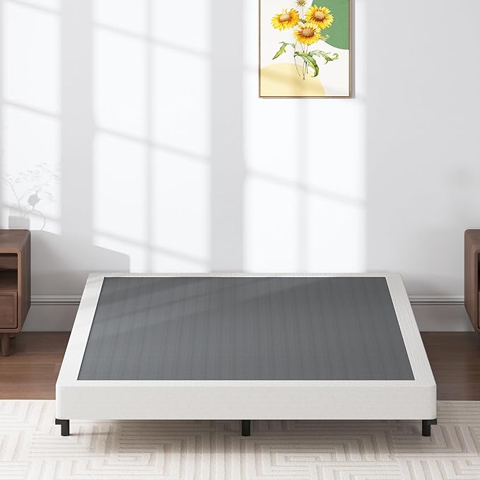 King Box Spring, 5 Inch Box Springs King Size Basics Bed Base, Mattress Foundation, Black Heavy Duty Metal Structure with Cover, No Noise, Easy Assembly