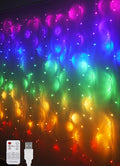 Rainbow Fairy String Curtain Lights with Remote, Twinkle LED Ombre Light Curtain for Girls Room, Bedroom, Teen Room, Kid's Room, Unicorn Theme, Party, Christmas Décor Gift (Rainbow)
