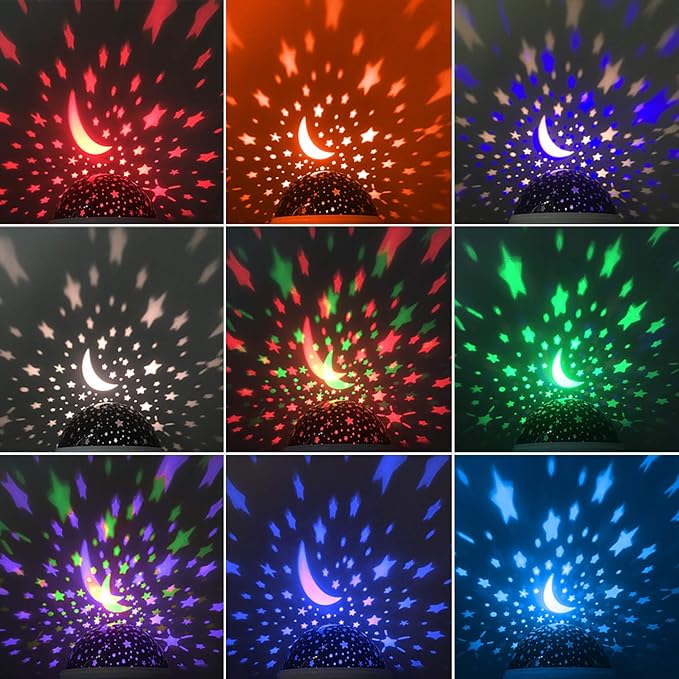 Night Light for Kids, Toys for 3 4 5 6 7 8 Year Old Boys Girls, Star Projector 360 Degree Rotation - 4 LED Bulbs 12 Light Color Changing with USB Cable, Romantic Gifts for Men Women Children