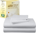 California Design Den Striped Full Size Bed Sheets Set - Soft 400 Thread Count Sateen, Natural 100% Cotton Sheets Set with Deep Pockets, Breathable, Cooling and Durable Bedding - Striped White