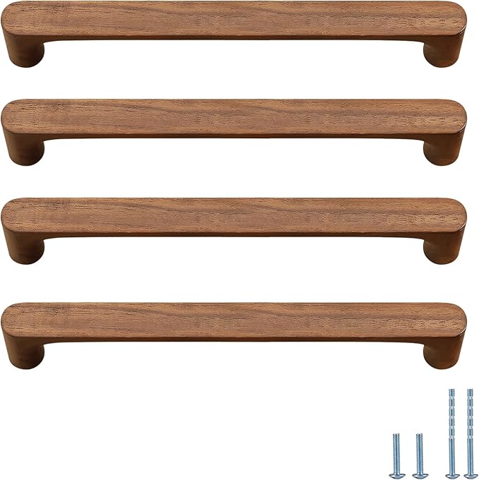 Walnut Round 5 in 4 pcs Wooden Drawer Pulls Handle pulls for cabinets Kitchen Cabinet Drawer pulls Cabinet Door Pull