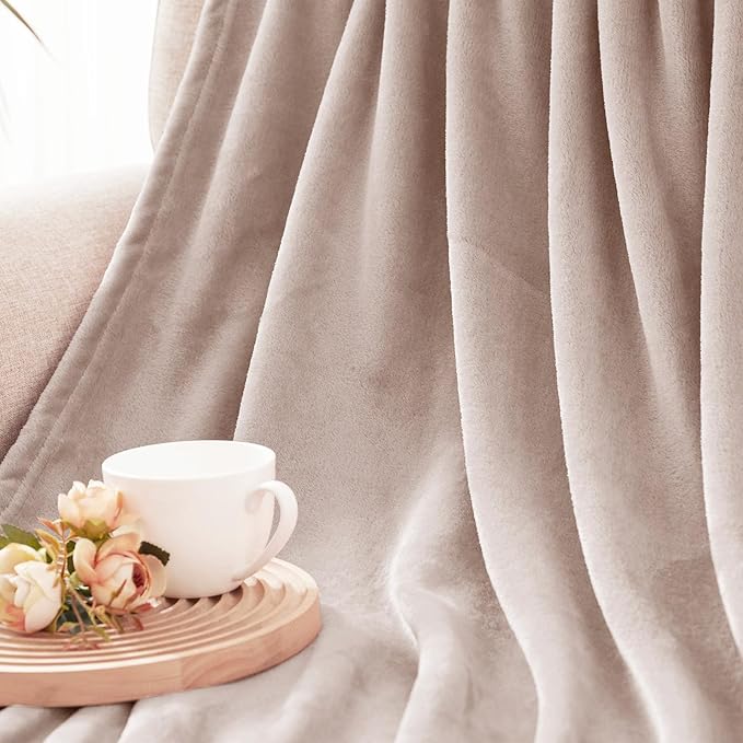 Exclusivo Mezcla Fleece Throw Blanket for Couch, Sofa, 300GSM Super Soft and Warm Blankets, Camel Throw All Season Use, Cozy, Plush, Lightweight, 50x60 Inches