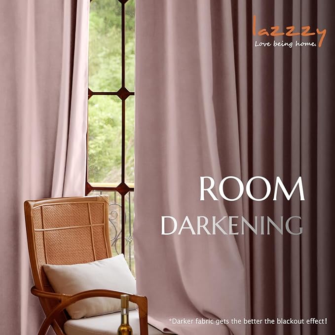 Lazzzy Velvet Blackout Curtains Thermal Insulated Room Window Drapes Super Soft Luxury Curtains for Living Room Bedroom Rod Pocket 2 Panels, Dusty Pink, 52" W x 84" L