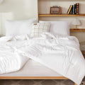 Litanika White Oversized King Comforters Super King Size, 3 Pieces Lightweight Solid Bedding Comforter Set, All Season Fluffy Bed Set (120x120In Comforter & 2 Pillowcases)