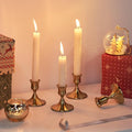 Gold Taper Candle Holder, Brass Candlestick Holders, Vintage Metal for Table Centerpieces Wedding Christmas Decor (Gold, 4 Pcs)