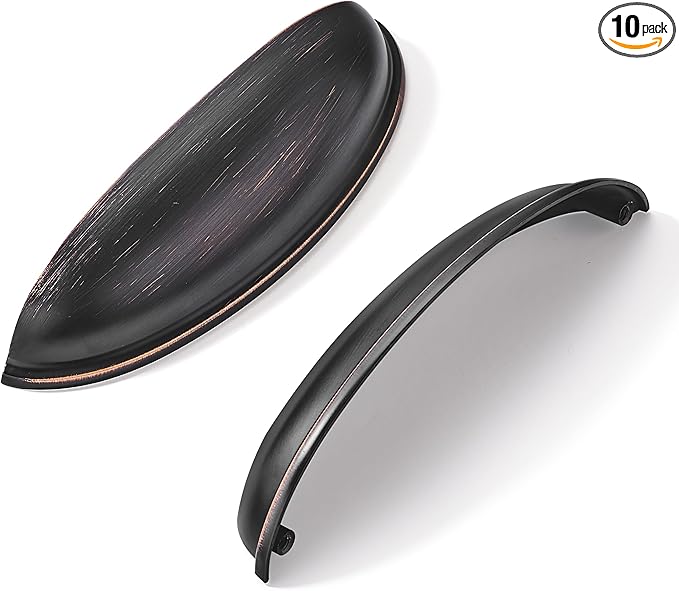 khtumeware 10 Pack 5" Drawer Pulls Oil Rubbed Bronze Cabinet Cup Pulls Kitchen Hardware Cabinet Handles Drawer Handles Knobs 5 inch Hole Center