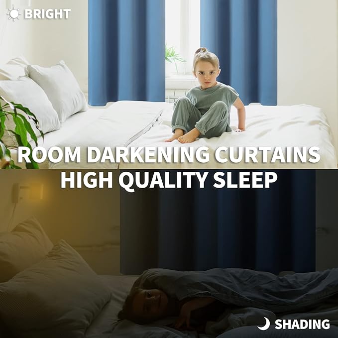 BGment Blackout Curtains for Bedroom - Grommet Thermal Insulated Room Darkening Curtains for Living Room, Set of 2 Panels (52 x 72 Inch, Faded Denim)