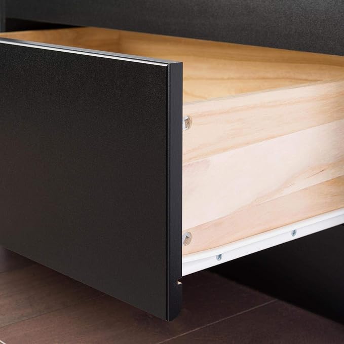 Prepac Mate's Queen 6-Drawer Minimalist Platform Storage Bed, Contemporary Queen Bed with Drawers 81.5" L x 63" W x 18.75" H, Black, BBQ-6200-3K