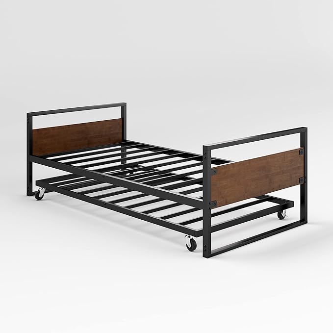 ZINUS Suzanne Bamboo and Metal Daybed with Trundle, Mattress Foundation with Steel Slat Support, Easy Assembly, Twin