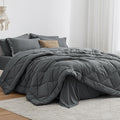 Love's cabin Twin Comforter Set Dark Grey, 5 Pieces Twin Bed in a Bag, All Season Bedding Sets with 1 Comforter, 1 Flat Sheet, 1 Fitted Sheet, 1 Pillowcase and 1 Pillow Sham