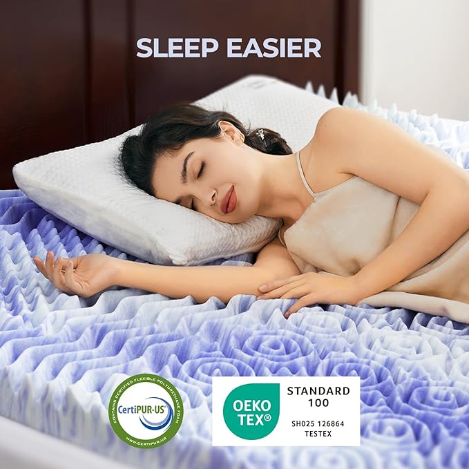 Dreamsmith 4 Inch 7-Zone Full Memory Foam Mattress Topper, Cooling Gel Infused Foam Mattress Pad, Full Size Bed, CertiPUR-US Certified