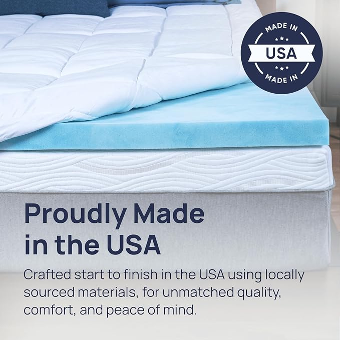 Sure2Sleep Gel Swirl Memory Foam Mattress Topper - 2 Inch, Pressure Relieving, Cooling Comfort - Made in The USA & CertiPUR-US Certified - Softens Firm Beds and Extends Mattress Life - Twin Size