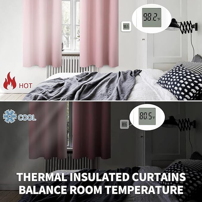 BGment Room Darkening Curtains 84 Inches Long - Grommet Thermal Insulated Drapes Window Treatment Curtains for Bedroom, 2 Panels, 42 x 84 Inch, Baby Pink