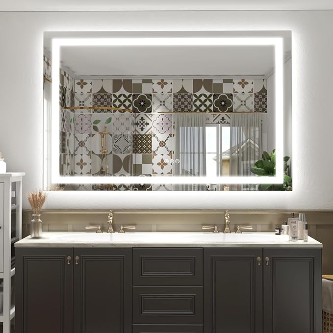 LED Lighted Mirror 66x36 for Bathroom Wall Mounted, Dimmable Vanity Mirror with Lights, Anti-Fog, ETL Listed (Backlit and Front Lighted)